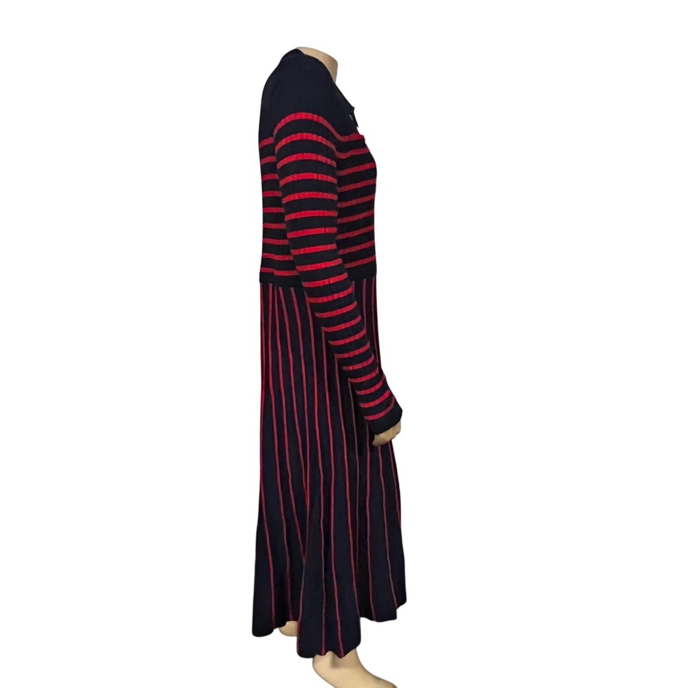 Boden Brönte Knitted Rib Midi Shirt Dress Polo Collar Gold Buttons | Size 16-18 - Picture 10 of 12